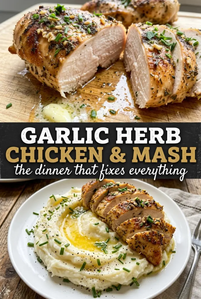 Garlic Herb Chicken Breast with Mashed Potatoes