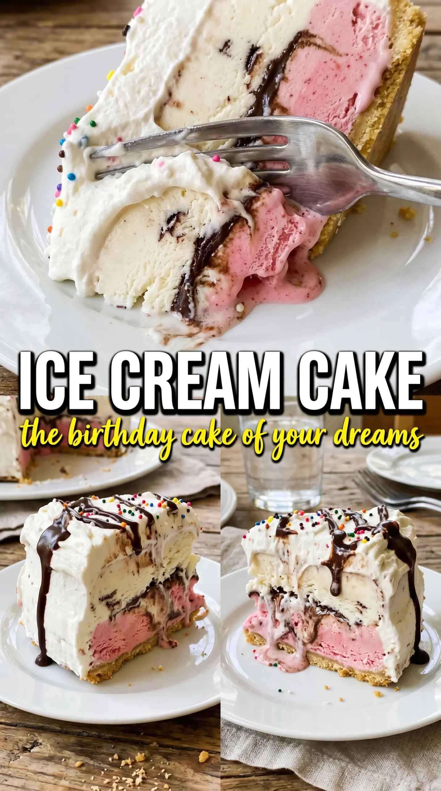 Ice Cream Cake layered Oreo strawberry fudge
