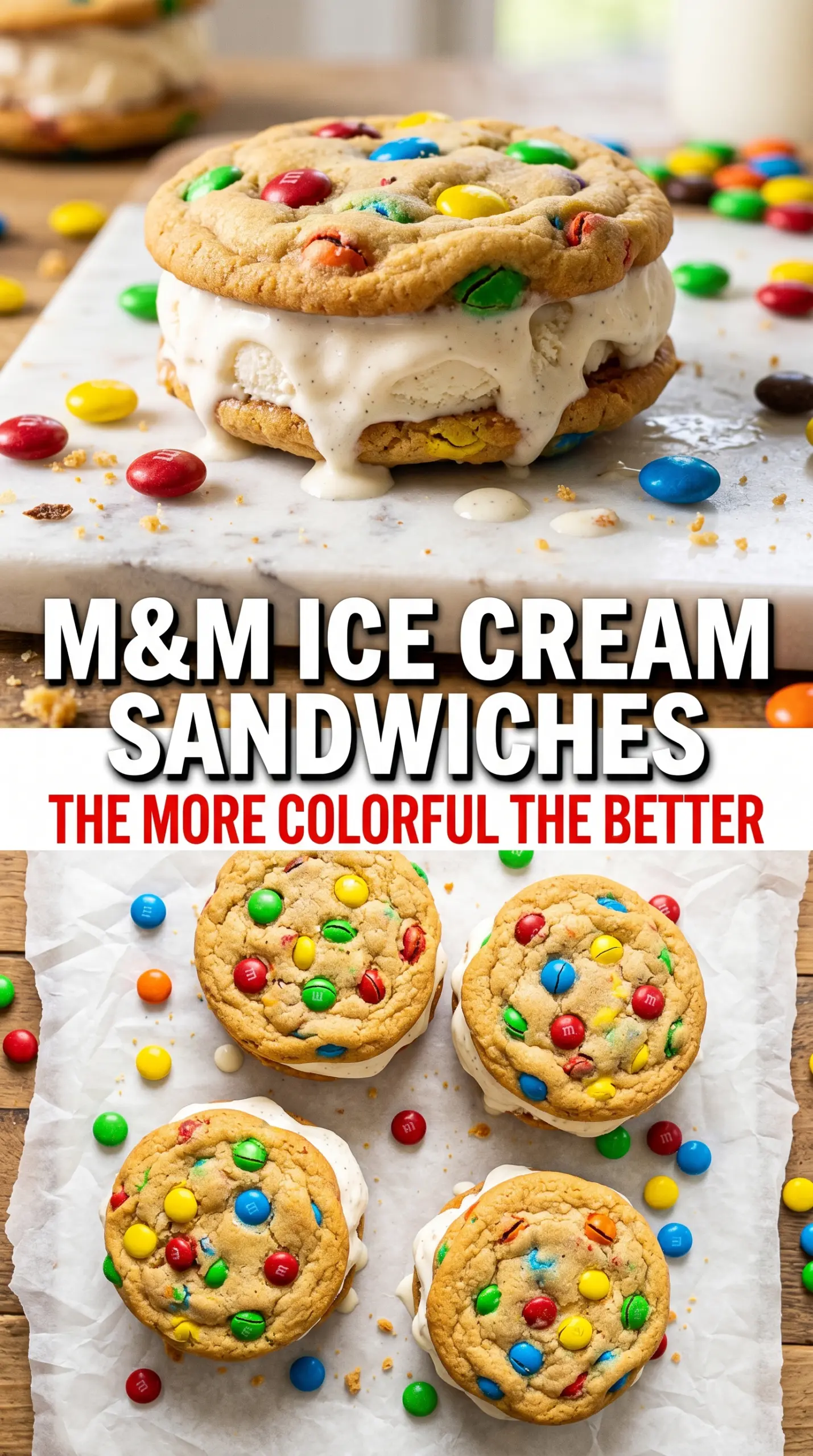 M&M Ice Cream Sandwiches colorful frozen dessert