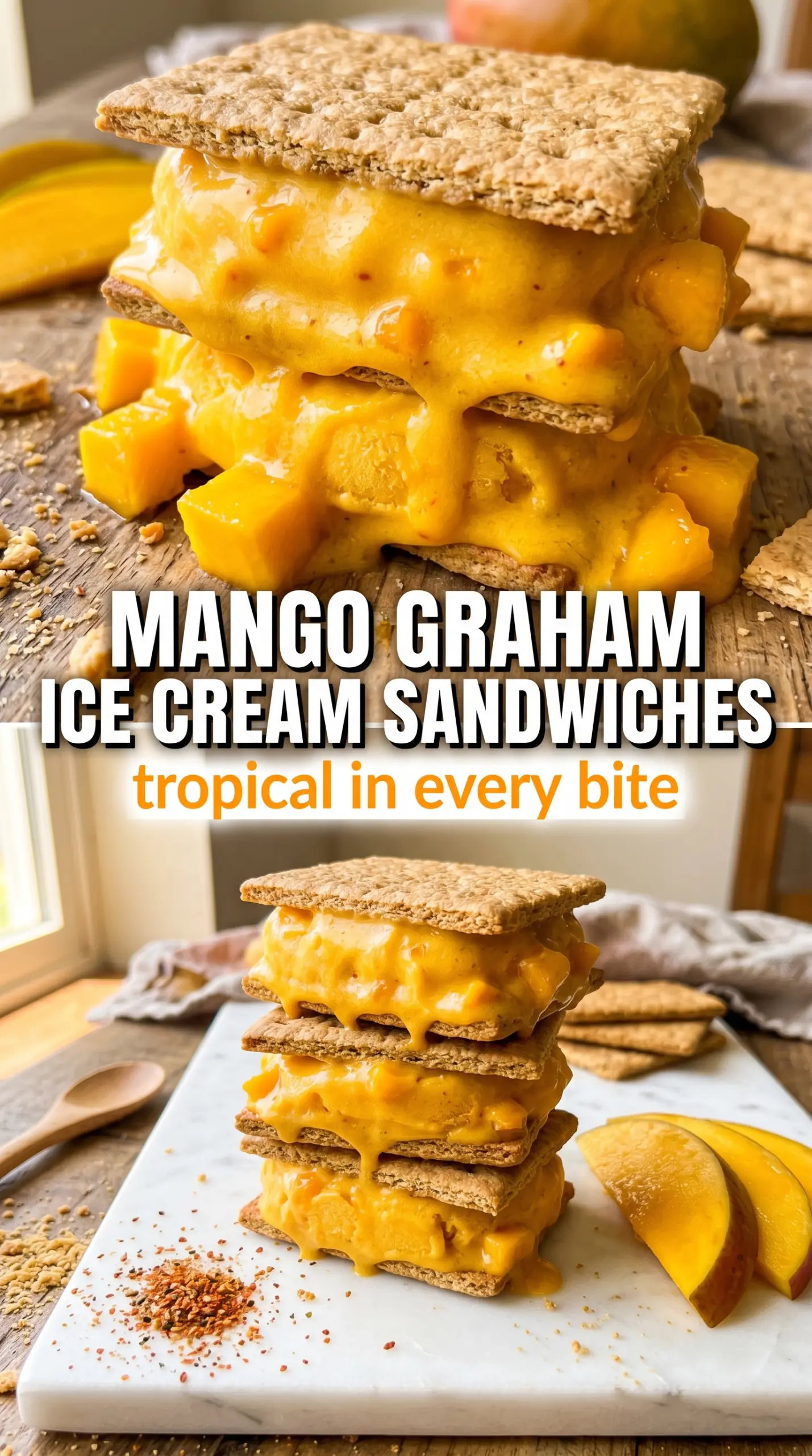 Mango Graham Ice Cream Sandwiches tropical frozen dessert