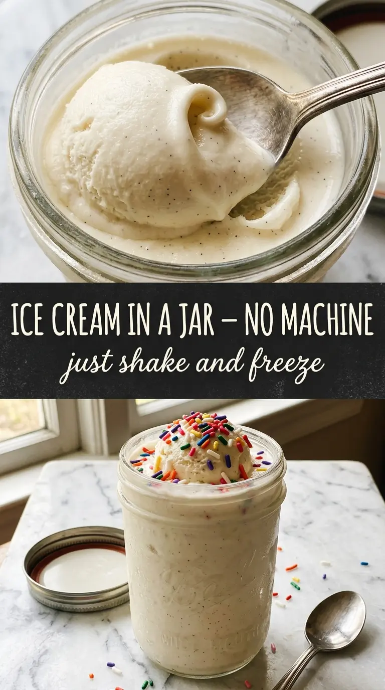 Mason Jar Ice Cream creamy vanilla no-churn