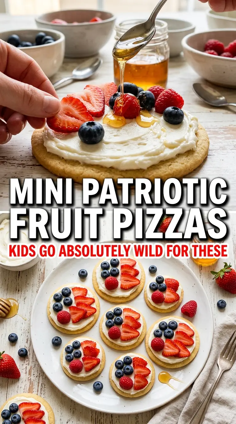 Mini Patriotic Fruit Pizzas colorful creamy festive