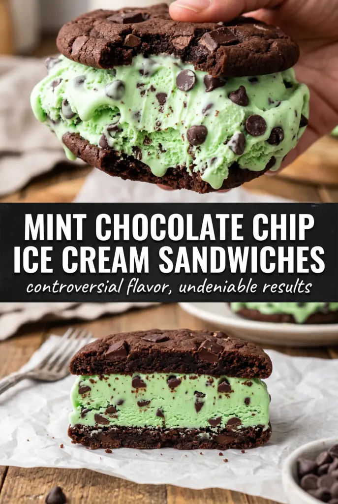 Mint Chocolate Chip Ice Cream Sandwiches