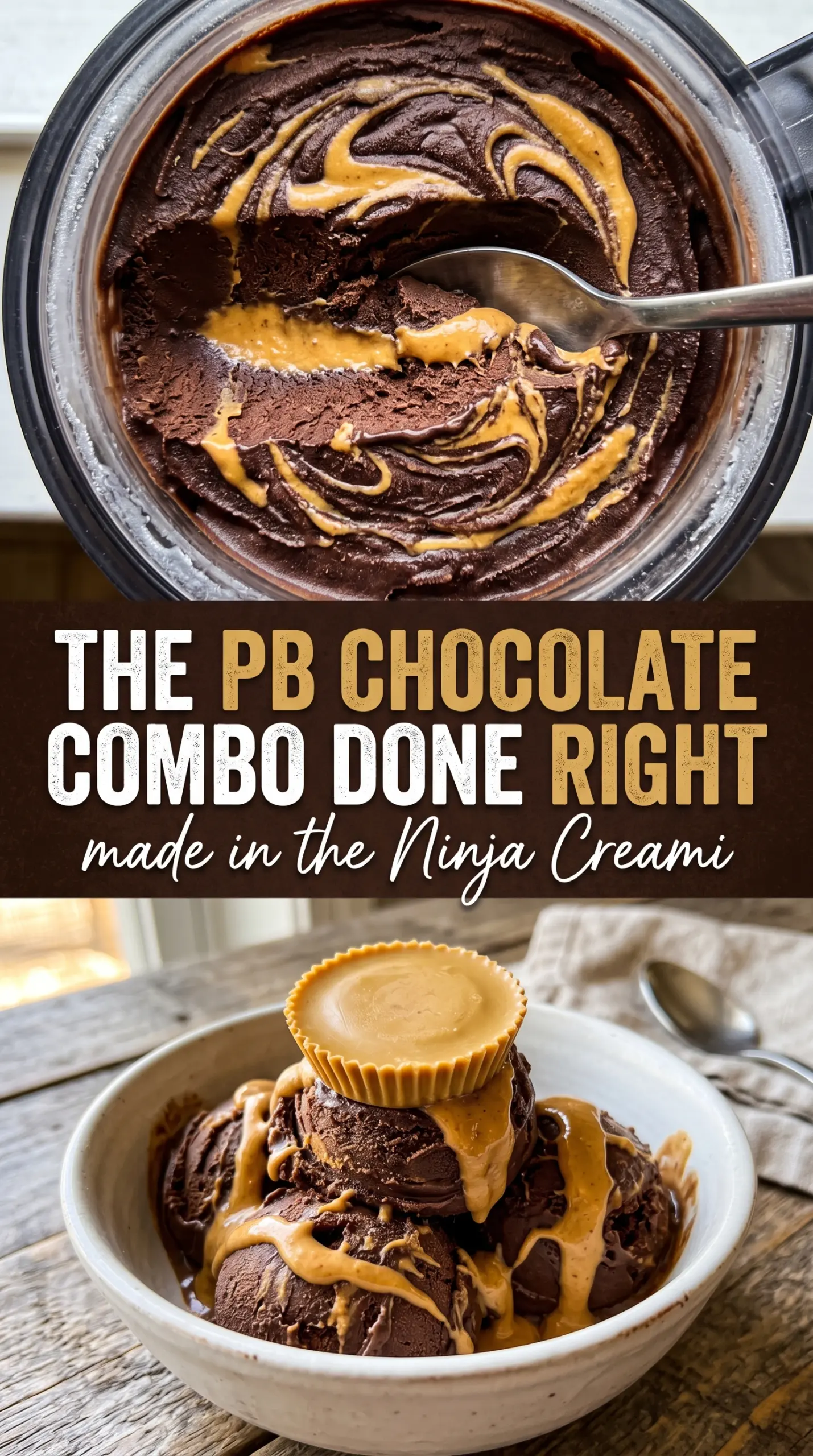 Ninja Creami Chocolate Peanut Butter Ice Cream rich fudgy swirl