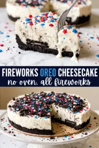 No-Bake Fireworks Oreo Cheesecake