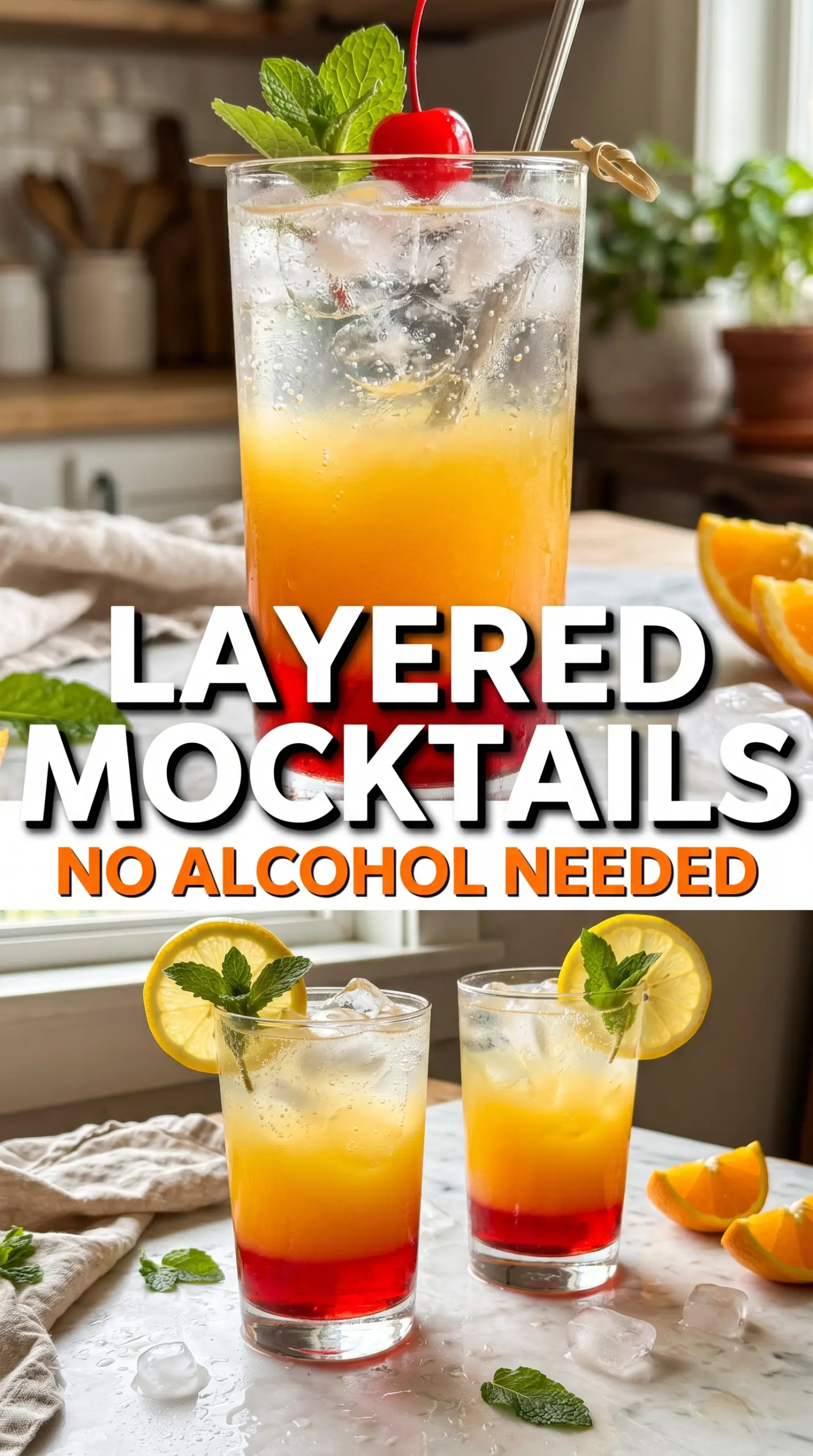 Non-Alcoholic Layered Drinks jewel-toned layered mocktail