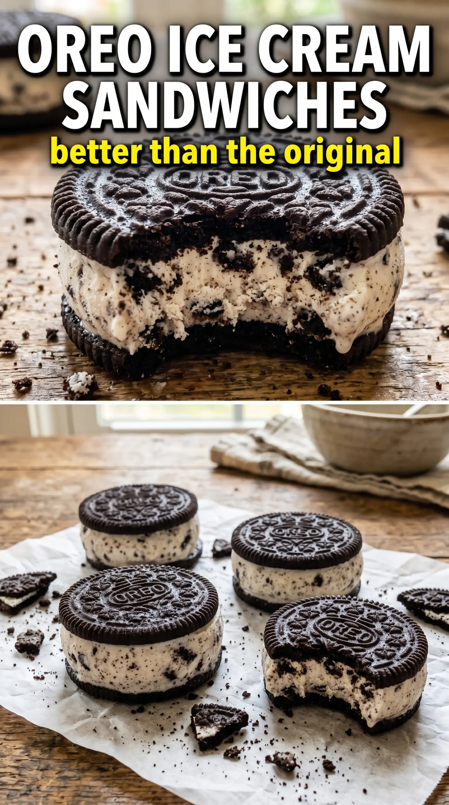 Oreo Ice Cream Sandwiches chocolate cookies, cookies-and-cream, frozen dessert