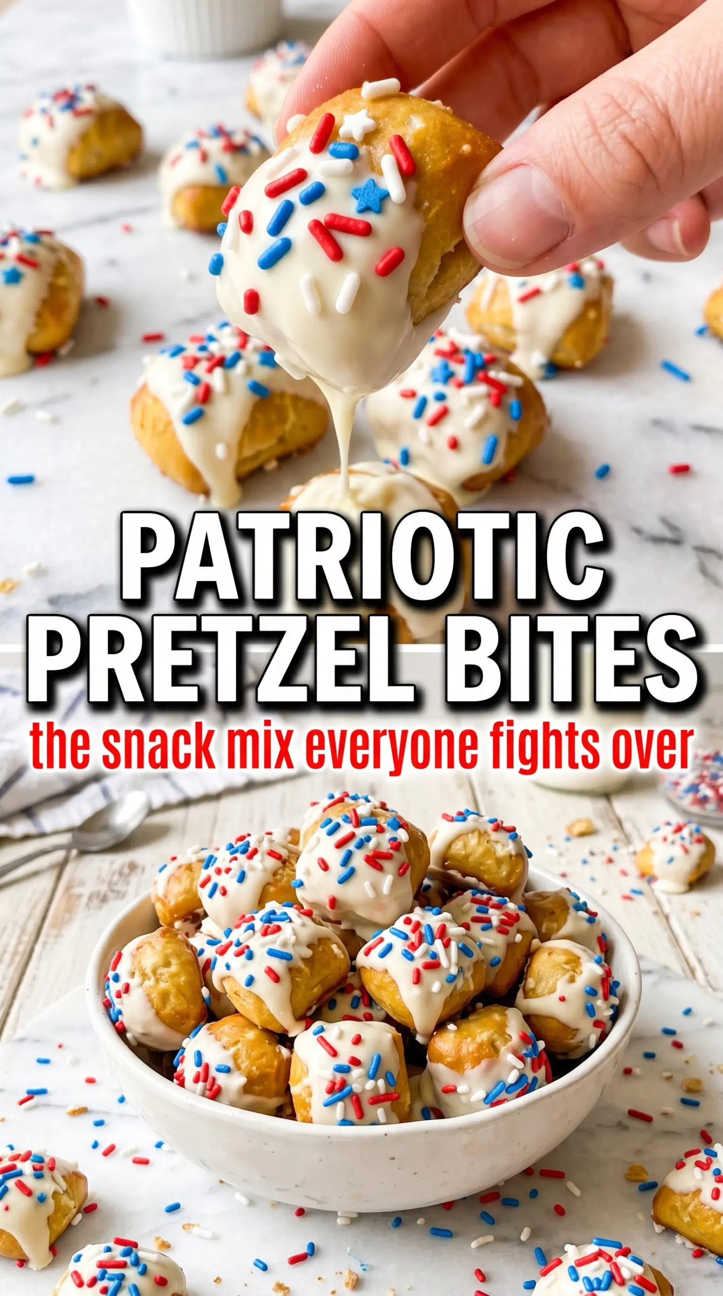 Patriotic Pretzel Bites red white blue festive
