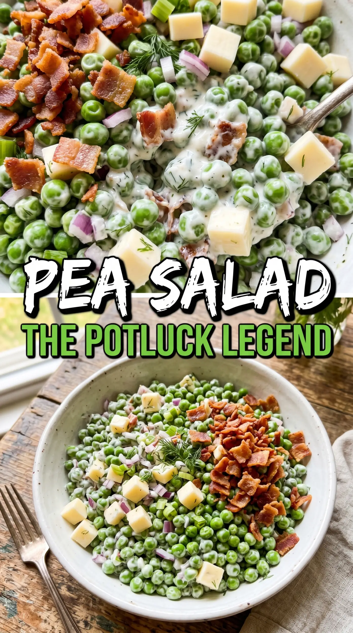 Pea salad creamy bacon cheddar