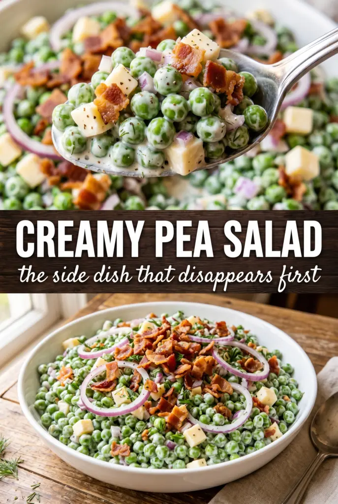 Creamy Pea Salad with Bacon and Cheddar