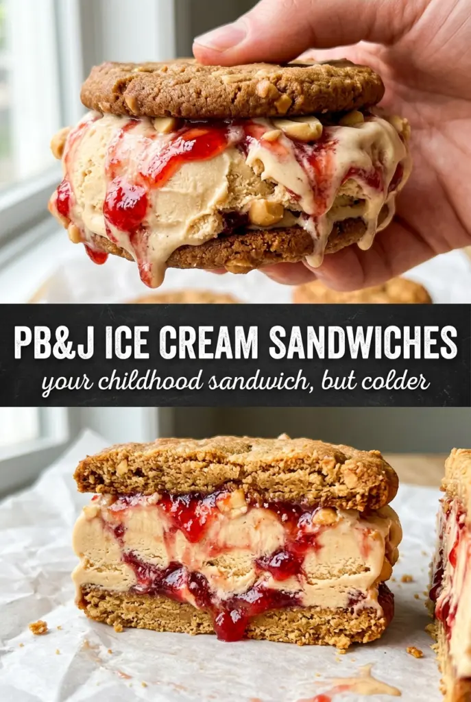 Peanut Butter and Jelly Ice Cream Sandwiches