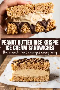 Peanut Butter Rice Krispie Ice Cream Sandwiches