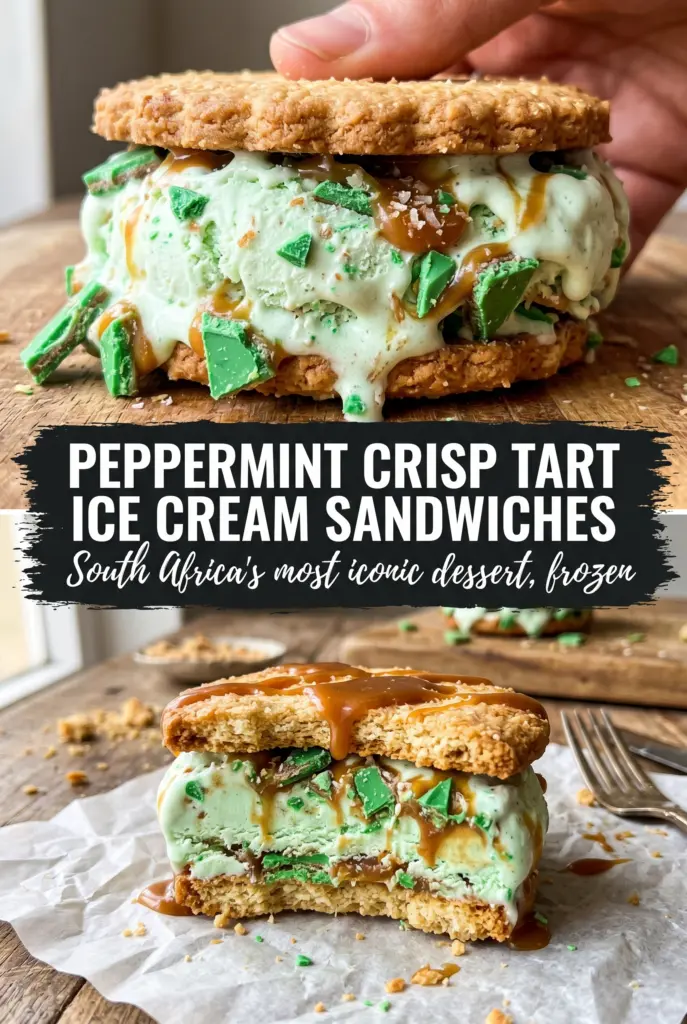 Peppermint Crisp Tart Ice Cream Sandwiches
