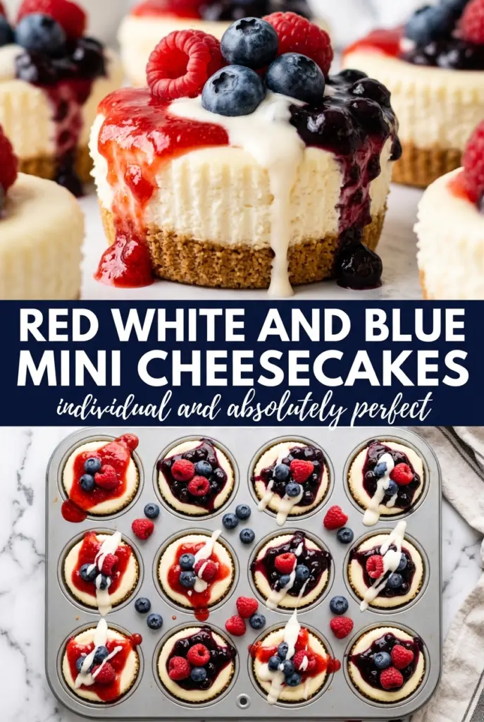 Red, White and Blue Mini Cheesecakes