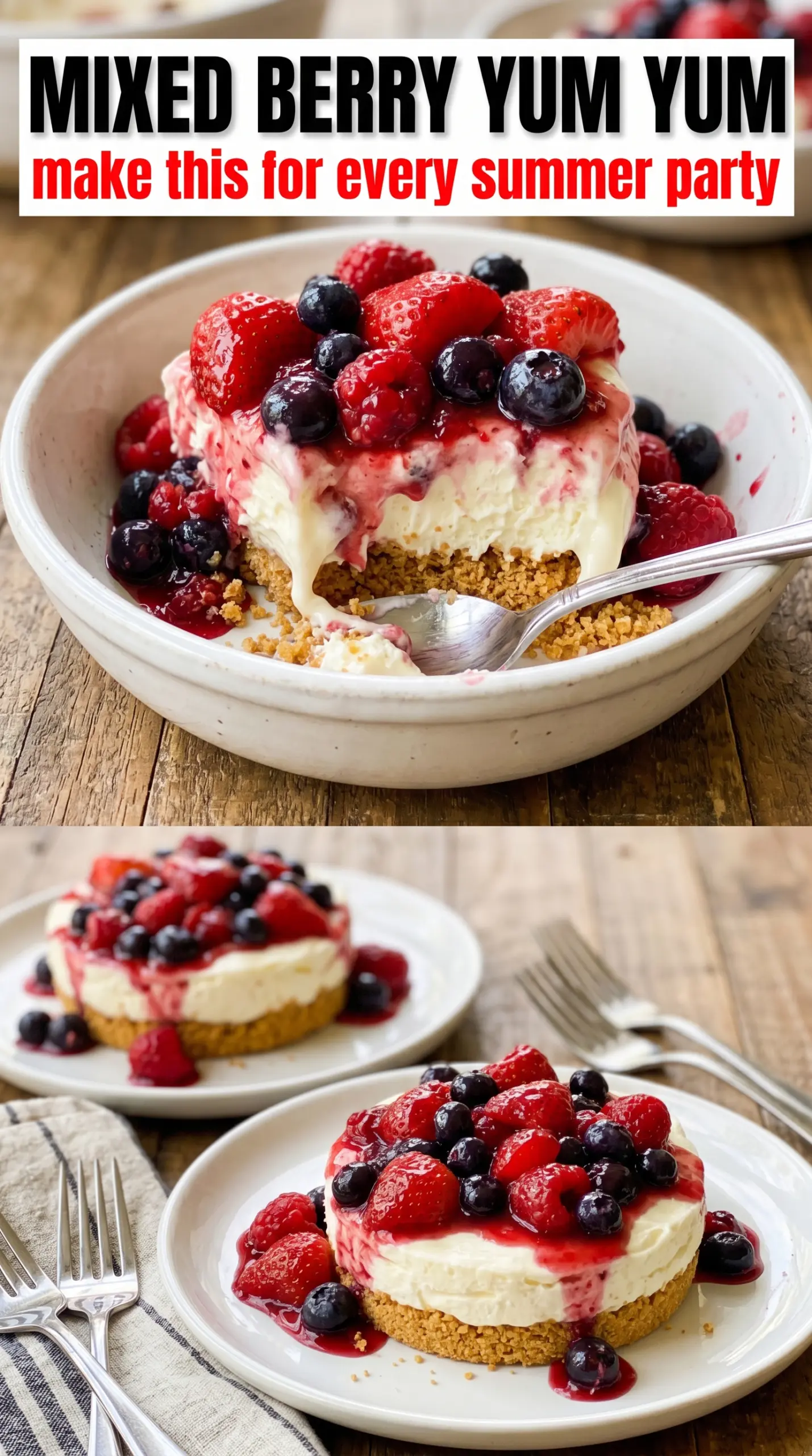 Red, White and Blue Mixed Berry Yum Yum creamy berry layers