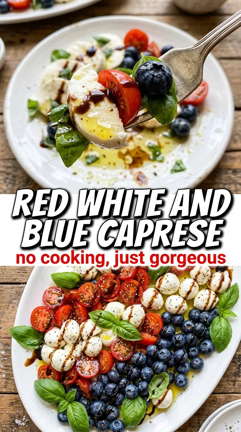 Red, White & Blue Caprese Salad patriotic blueberry mozzarella