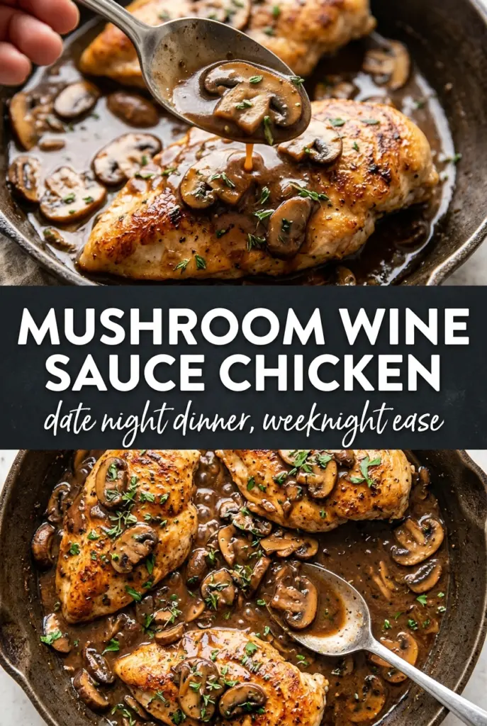 Skillet Chicken and Mushroom Wine Sauce
