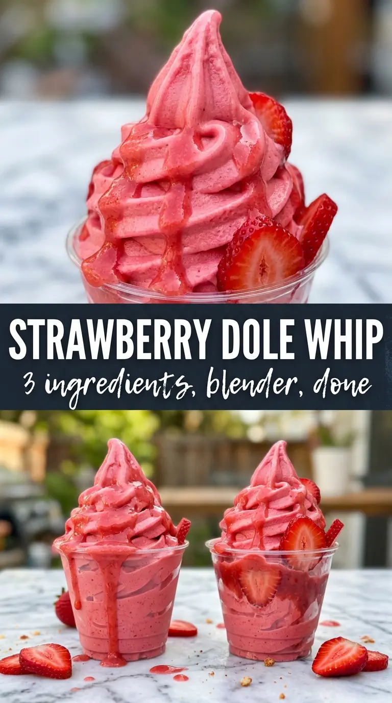 Strawberry Dole Whip fluffy pink soft serve