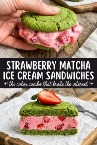 Strawberry Matcha Ice Cream Sandwiches