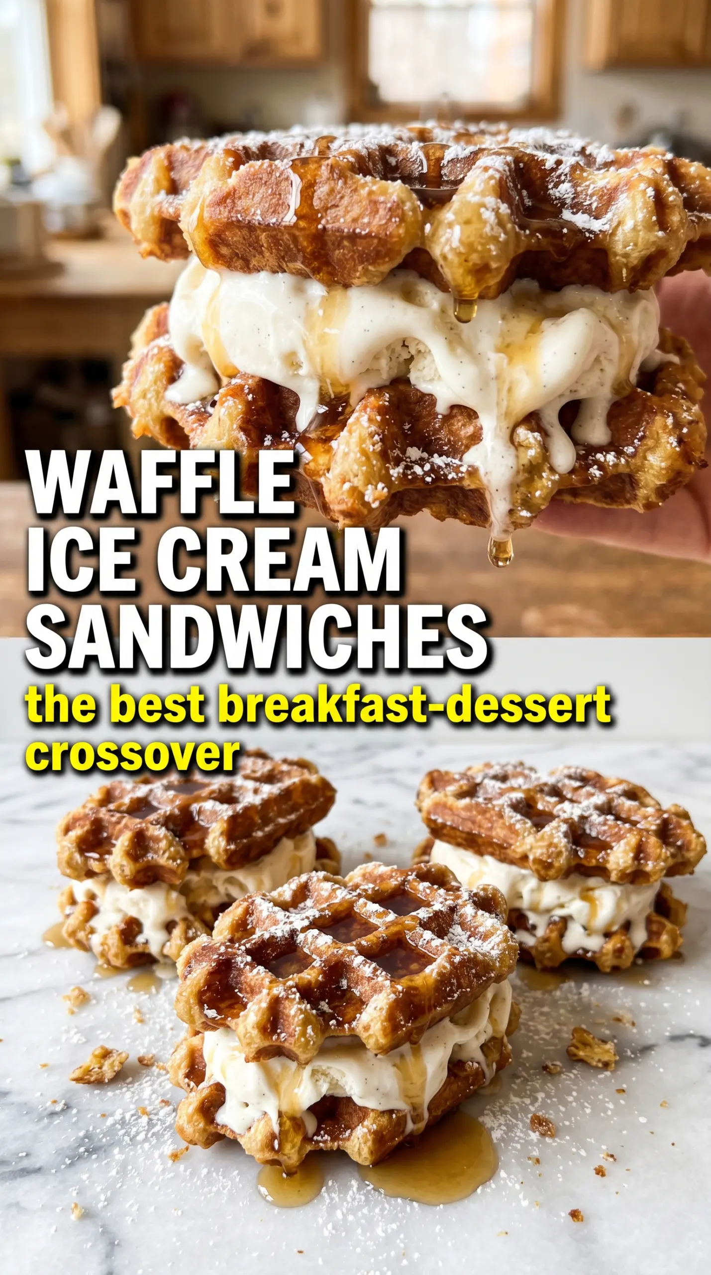 Waffle Ice Cream Sandwiches crisp vanilla bean maple