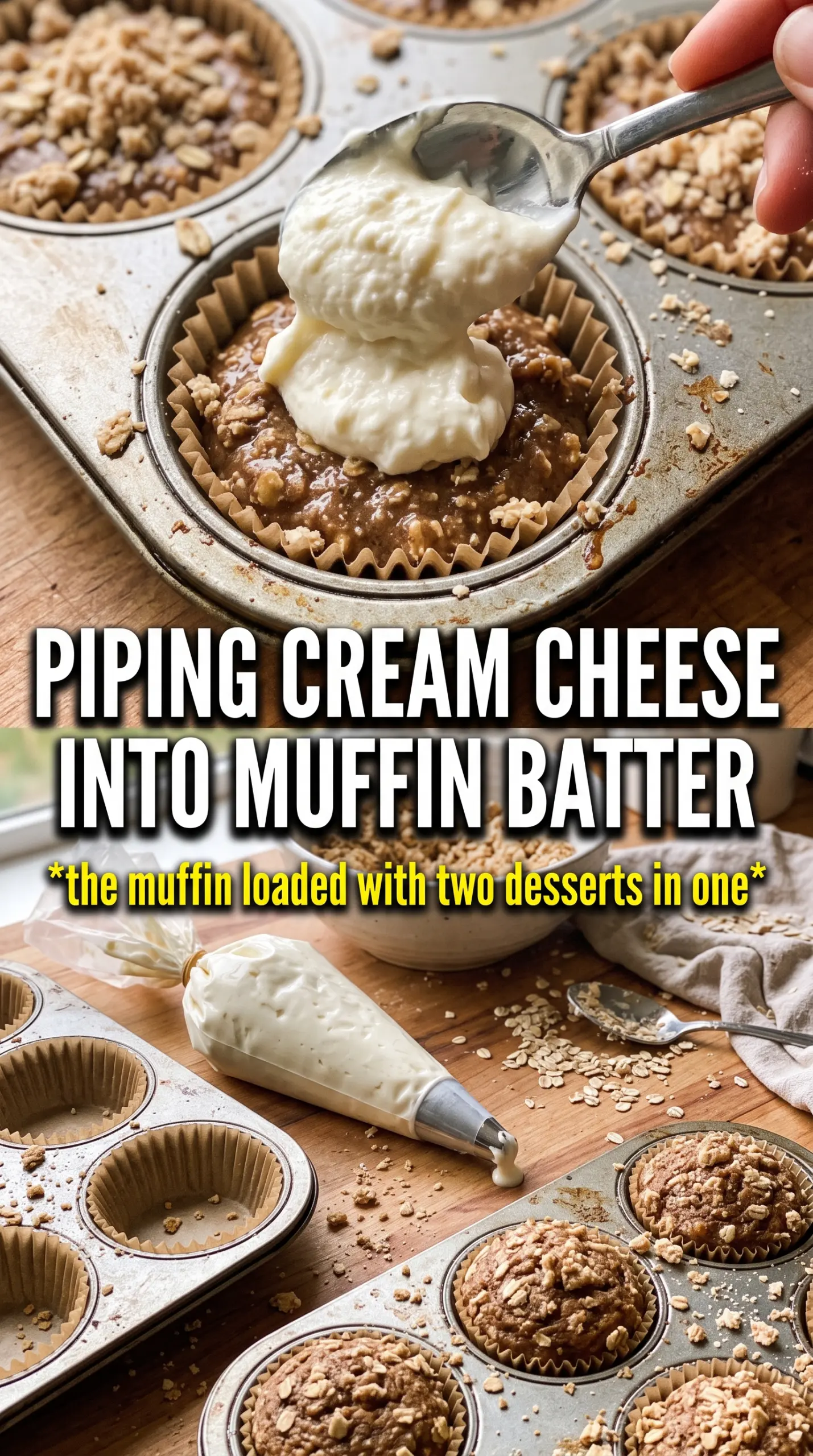 Apple Crisp Cheesecake Muffins creamy oat crumble
