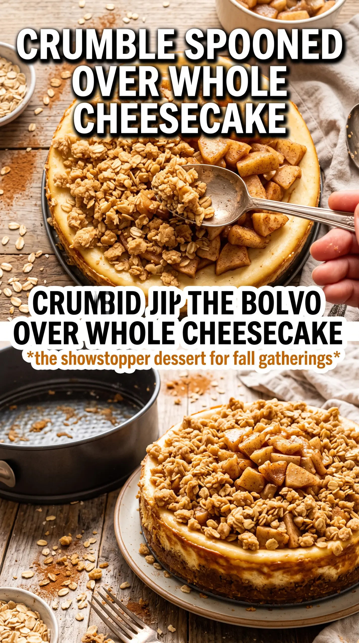 Apple Crisp Cheesecake creamy cinnamon streusel