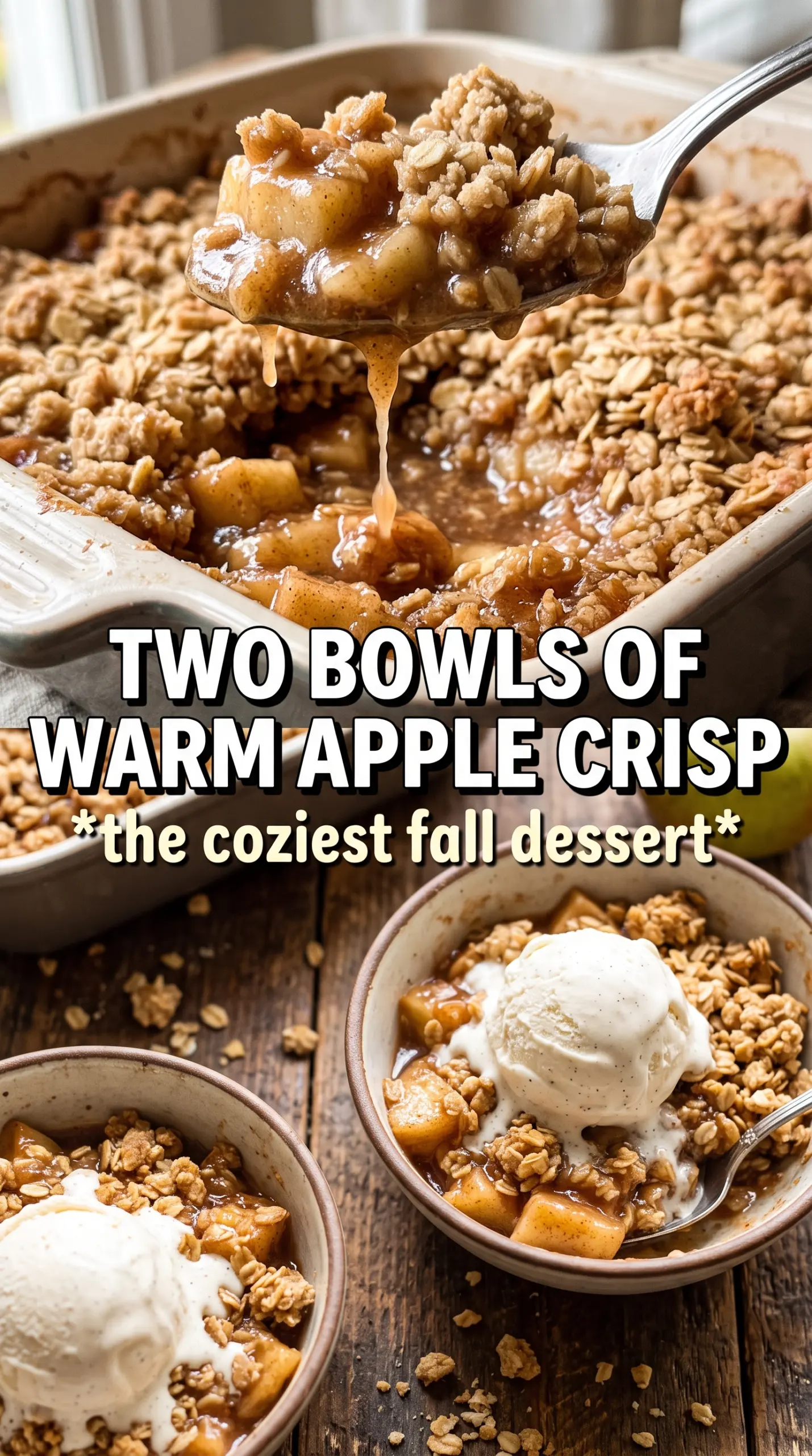 Apple crisp golden oat crumble bubbling cinnamon apples
