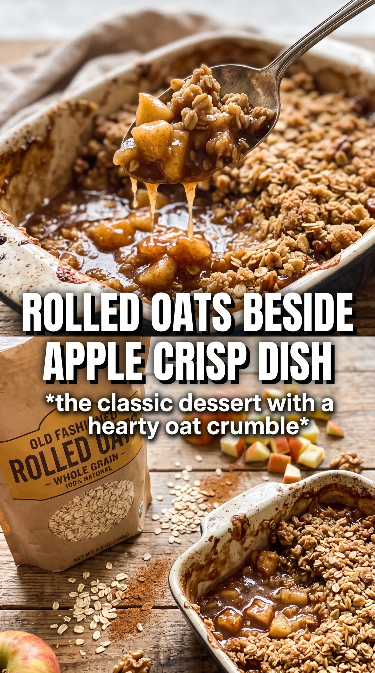 Apple Crisp With Oatmeal rustic golden bubbling