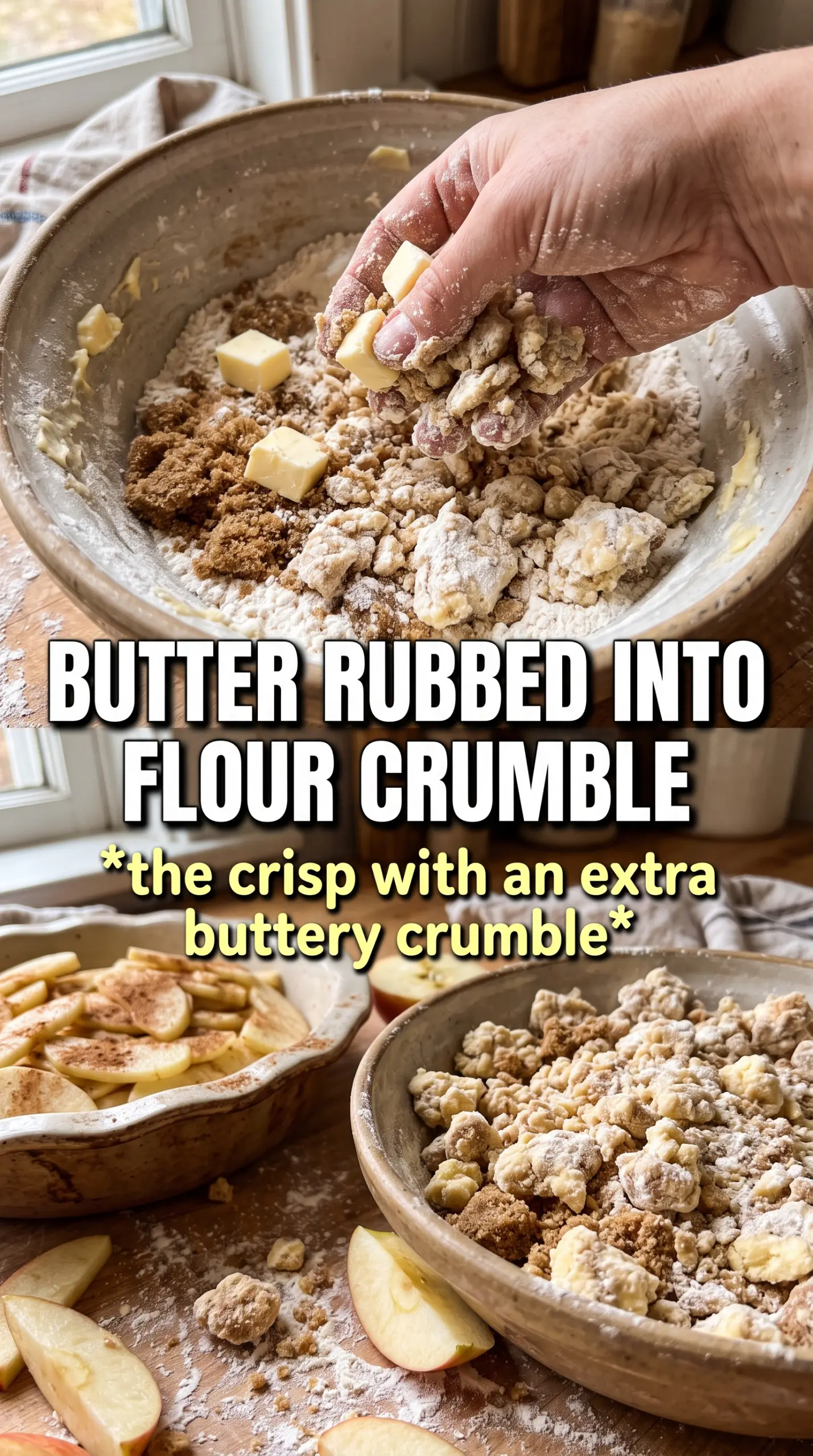 Apple crisp without oats, golden crumble, cinnamon apples