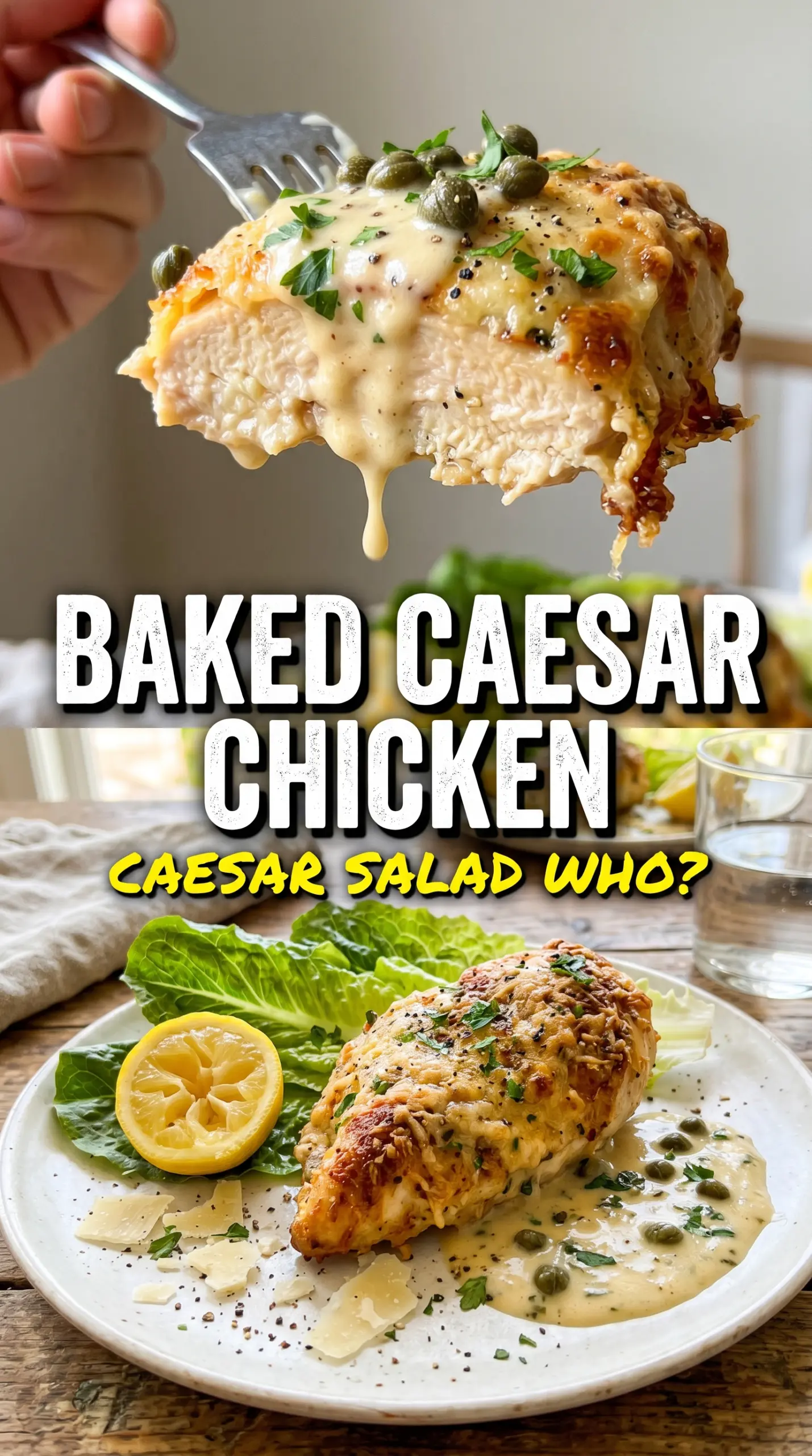 Baked Caesar Chicken golden crusty