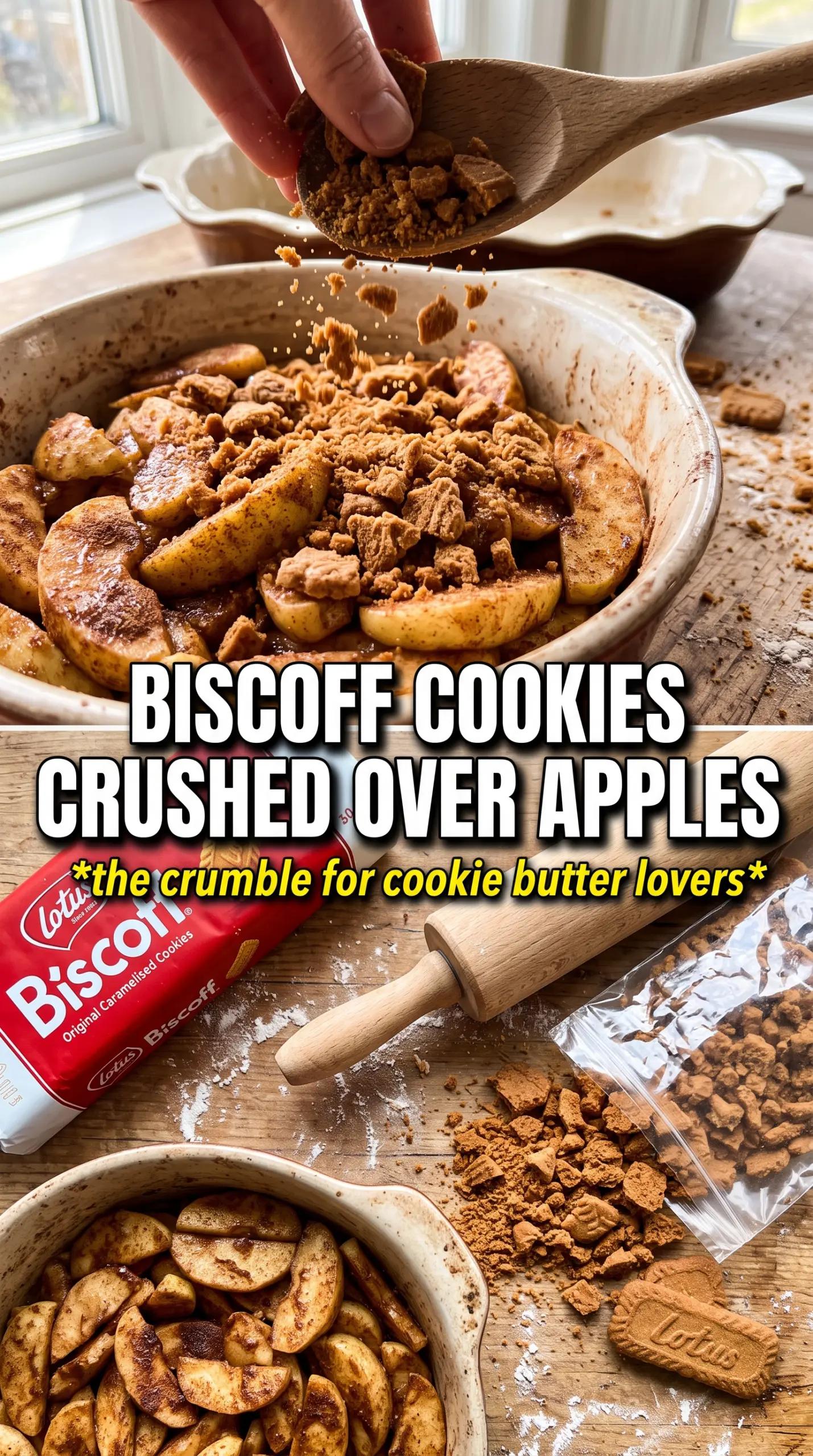 Biscoff Apple Crumble golden spiced dessert