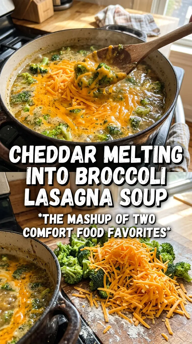 Broccoli Cheddar Lasagna Soup creamy cheddar broccoli