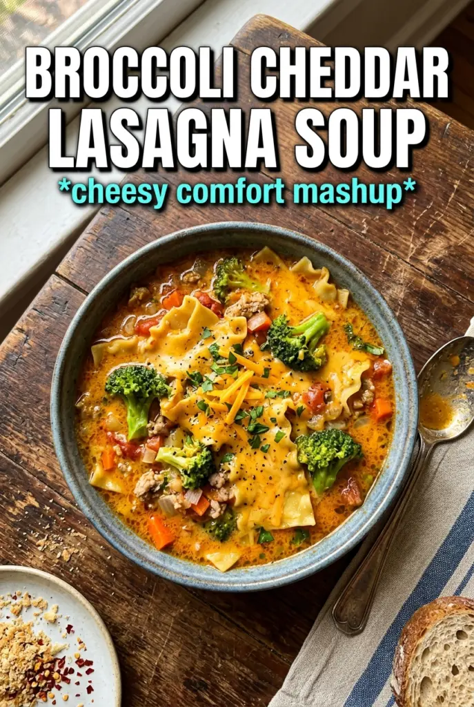 Broccoli Cheddar Lasagna Soup