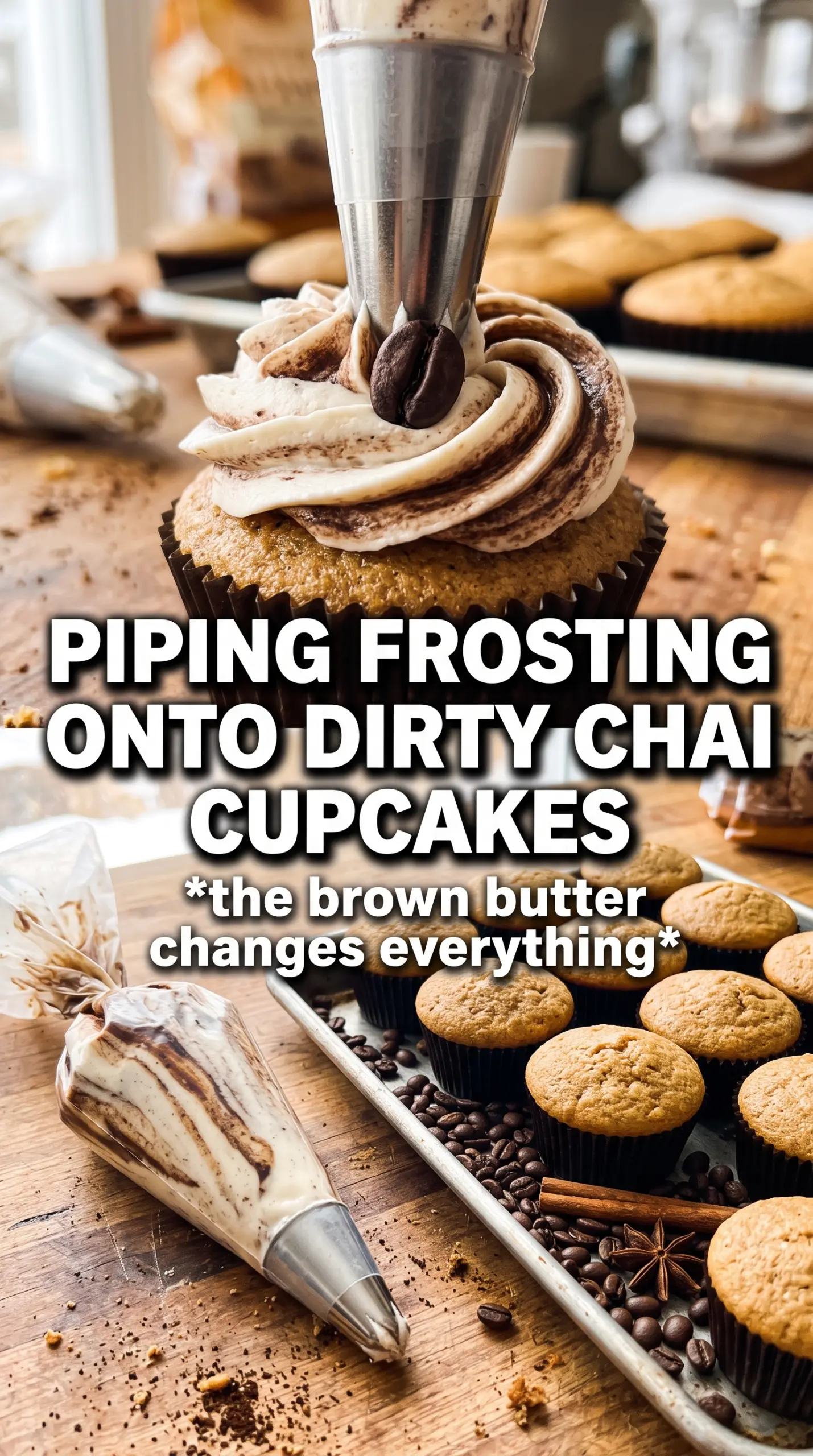 Brown Butter Dirty Chai Cupcakes spiced espresso frosting