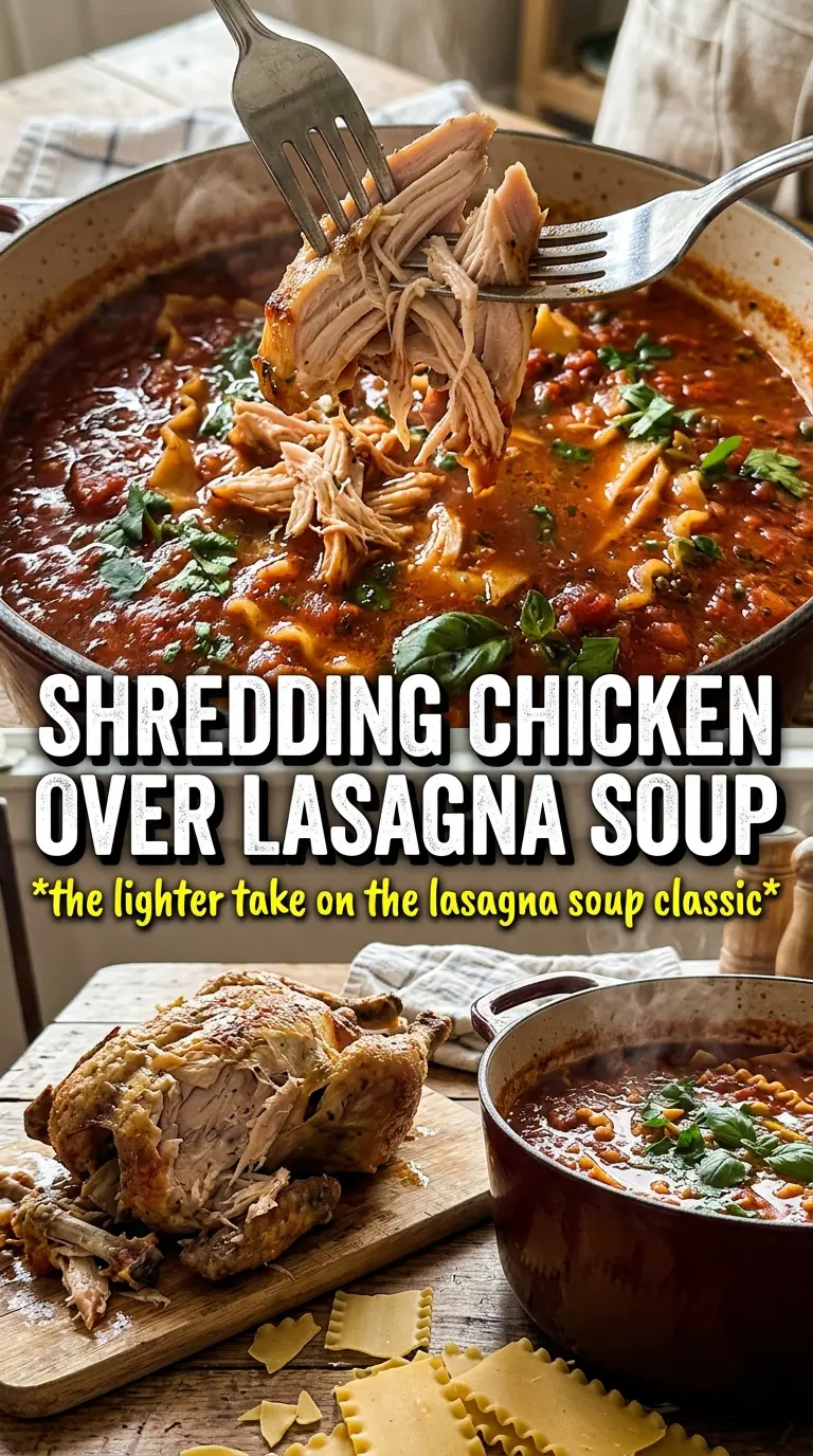Chicken Lasagna Soup tomato broth creamy