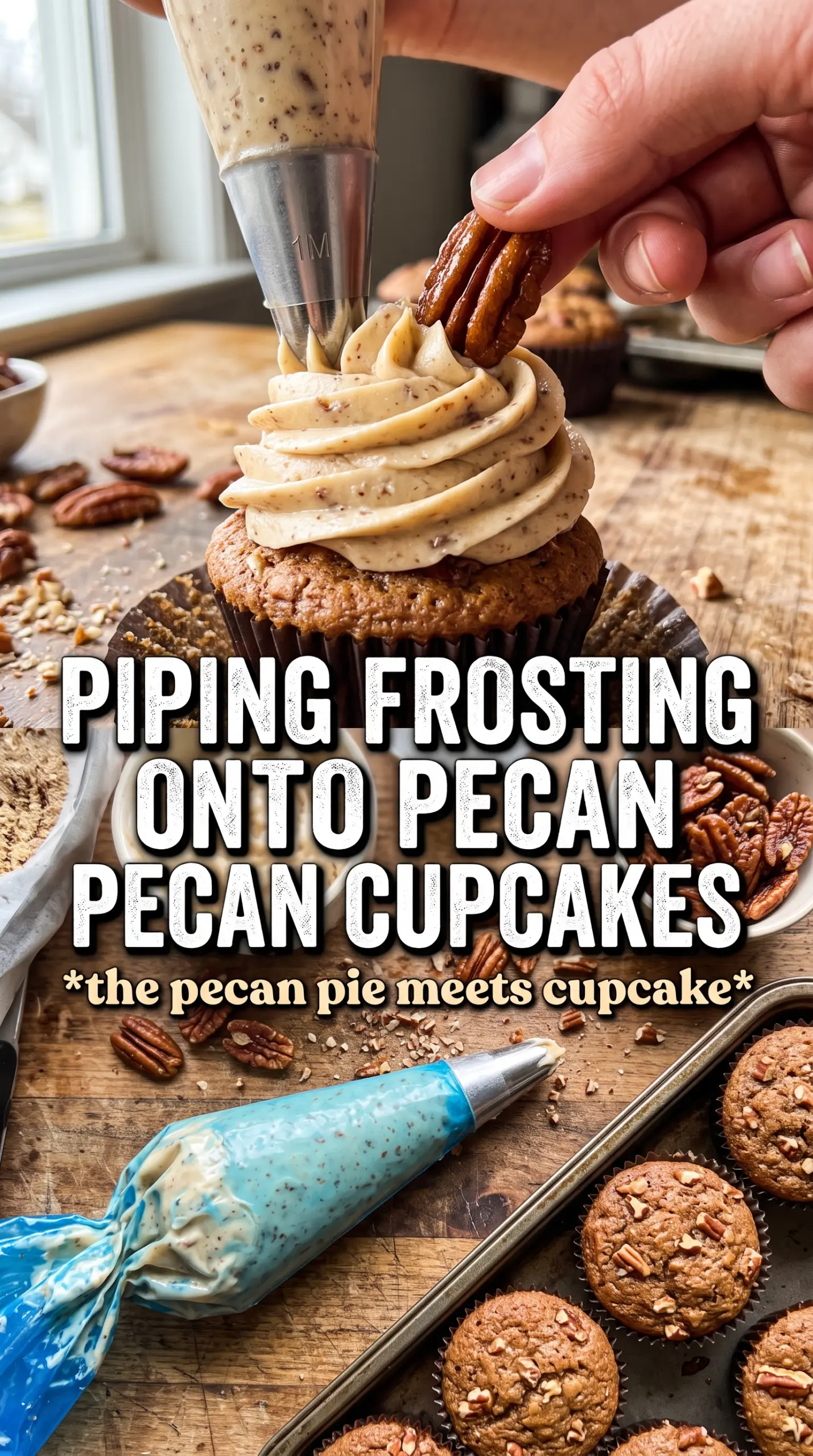 Chocolate bourbon pecan pie cupcakes dark chocolate butter pecan frosting