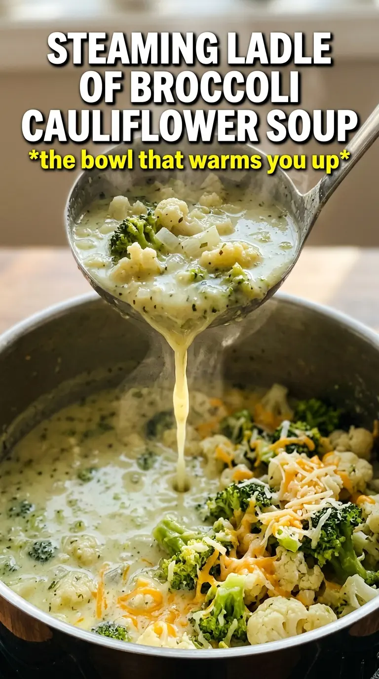 Broccoli cauliflower soup creamy cheddar chives