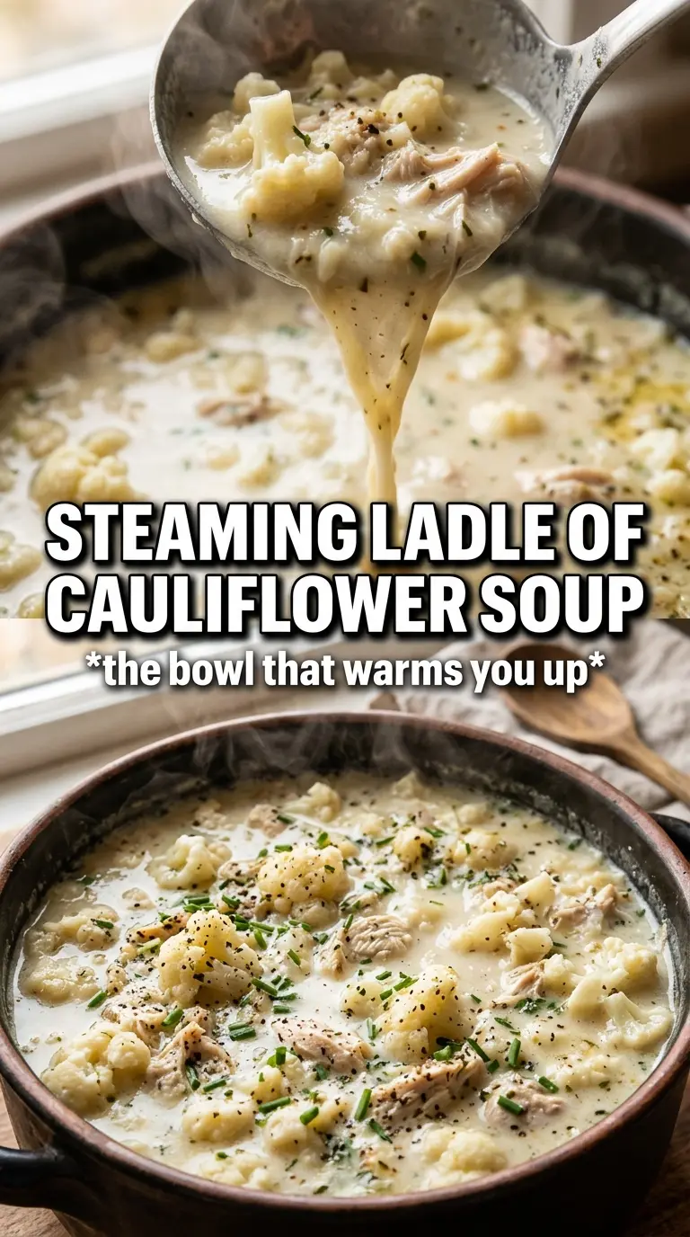 Cauliflower Chicken Soup creamy golden cheesy