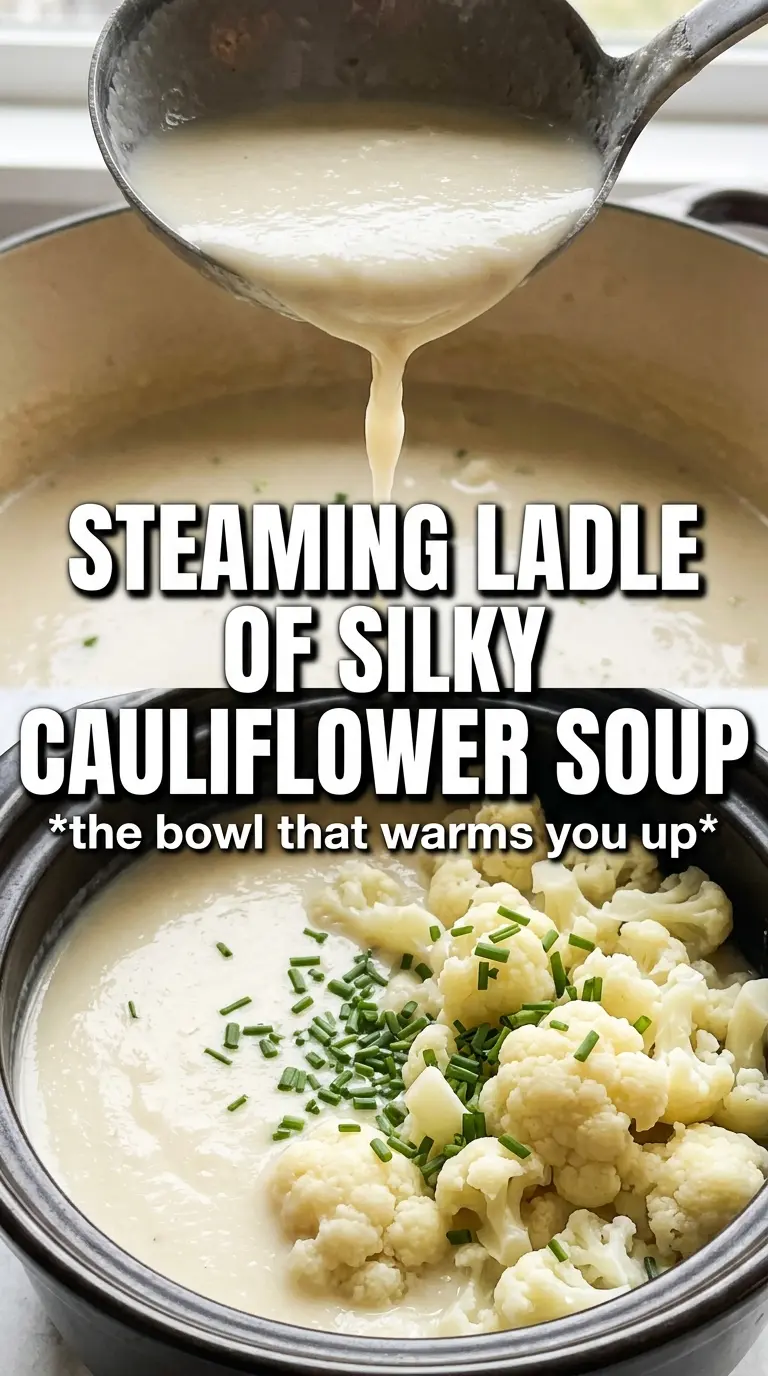 Creamy cauliflower soup silky garnish truffle oil