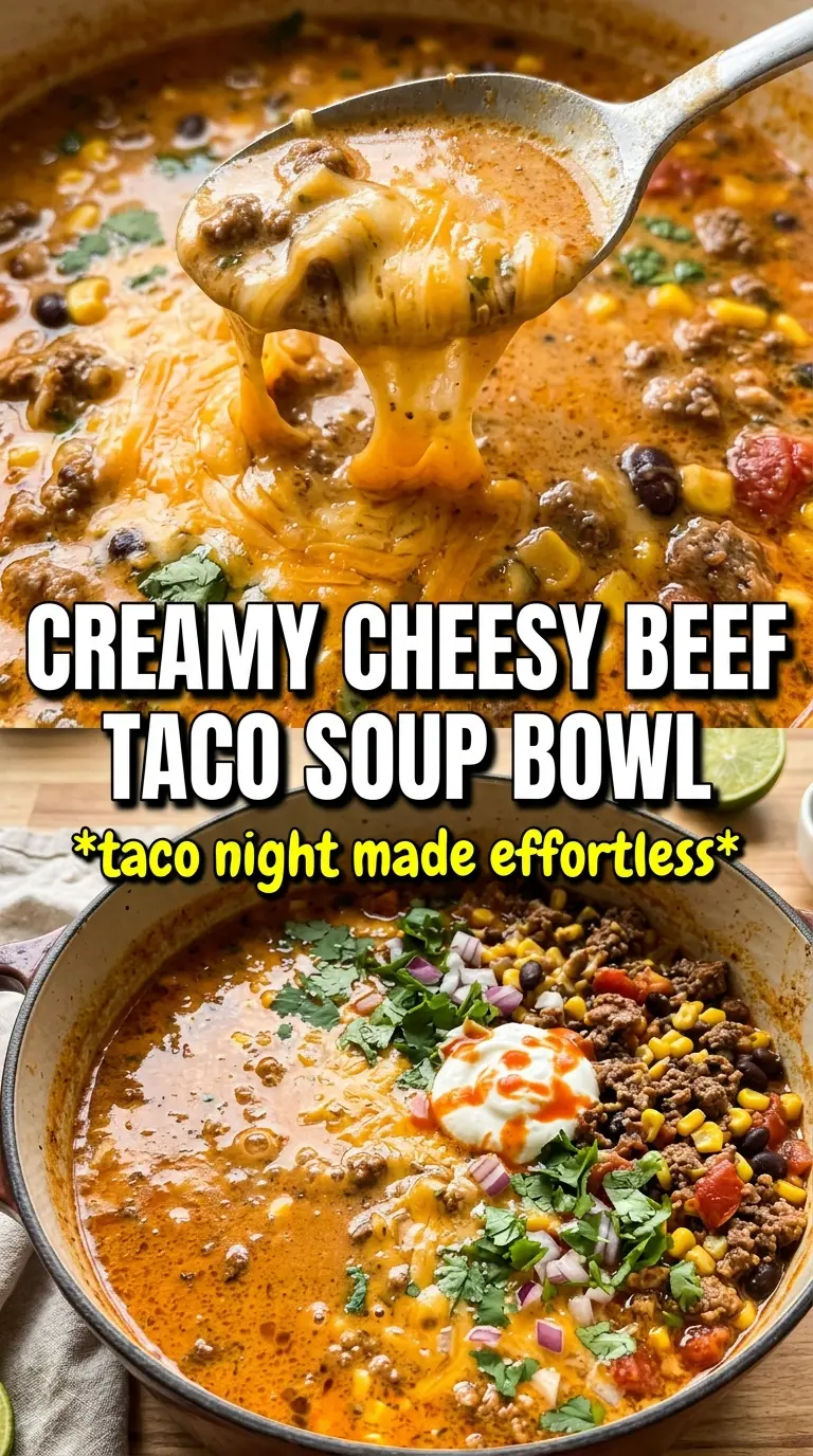 Creamy Cheesy Ground Beef Taco Soup, cheesy, hearty, Tex-Mex