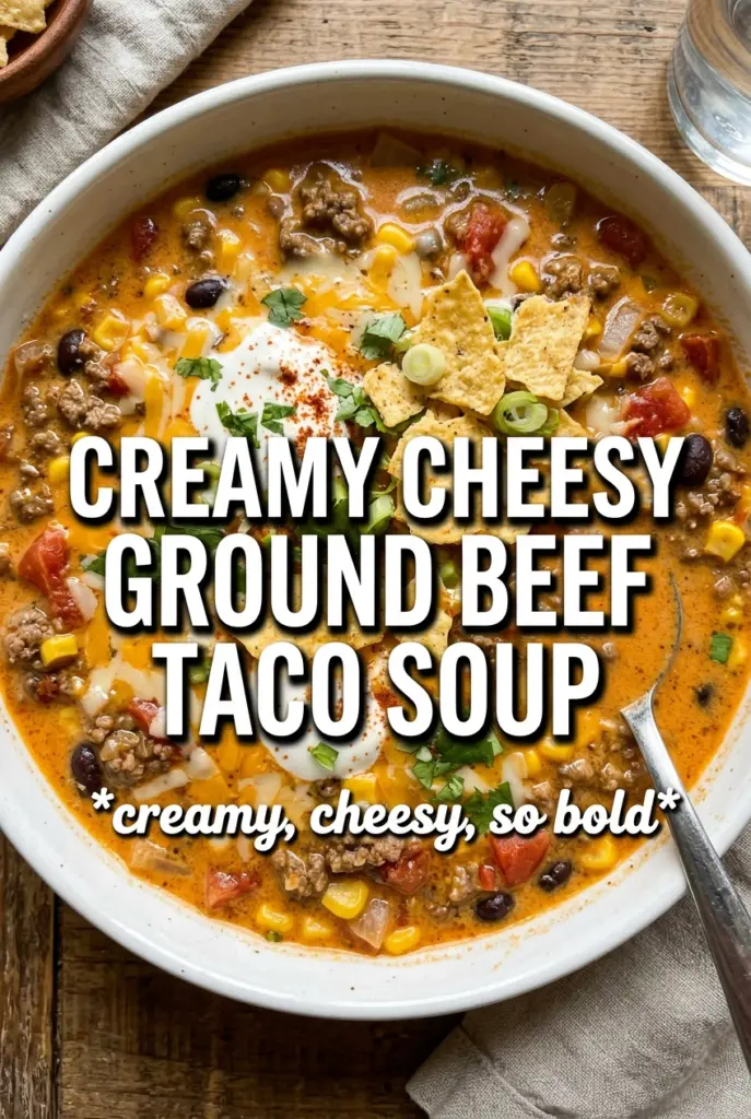 Creamy Cheesy Ground Beef Taco Soup