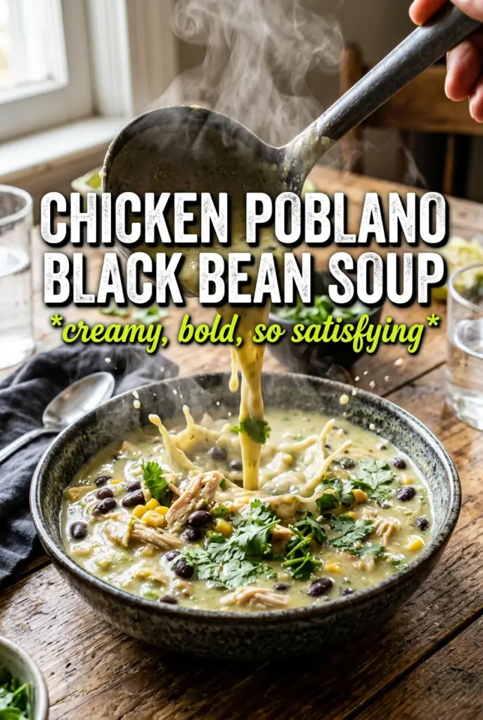 Creamy Chicken Soup With Poblanos And Black Beans