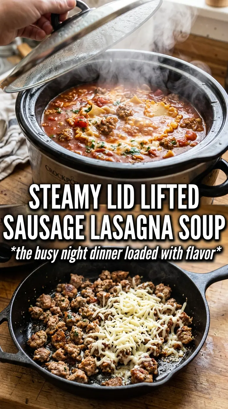 Crockpot Lasagna Soup With Italian Sausage And Cheese hearty melty tomato