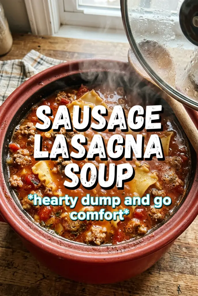 Crockpot Lasagna Soup With Italian Sausage And Cheese