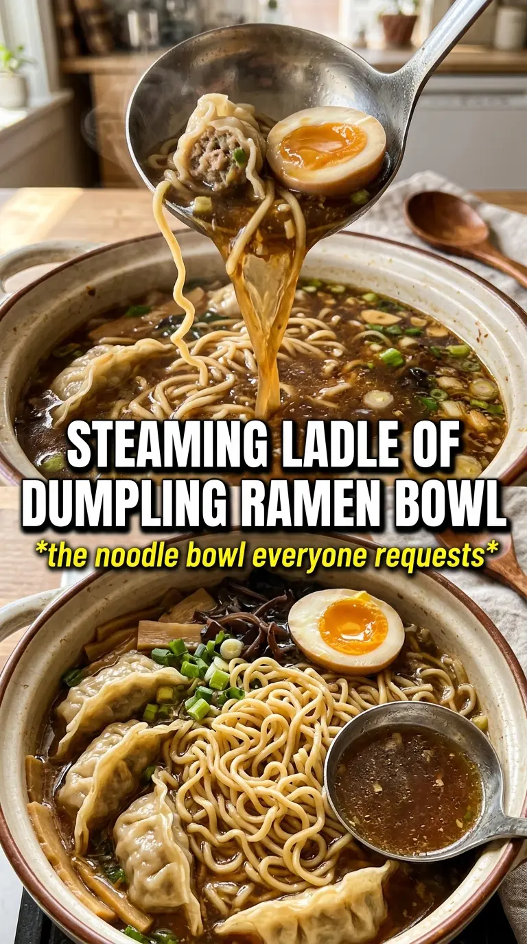Dumpling ramen bowl rich broth noodles