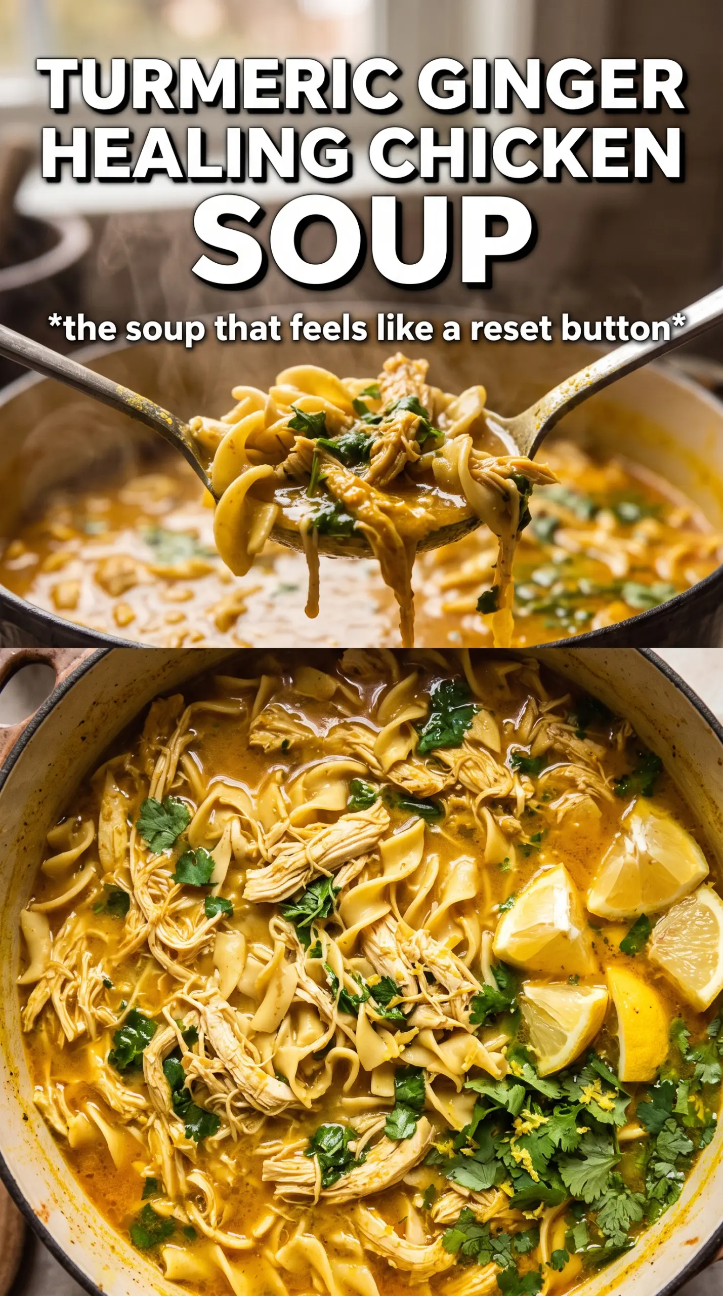 Healing Chicken Noodle Soup turmeric broth lemon parsley