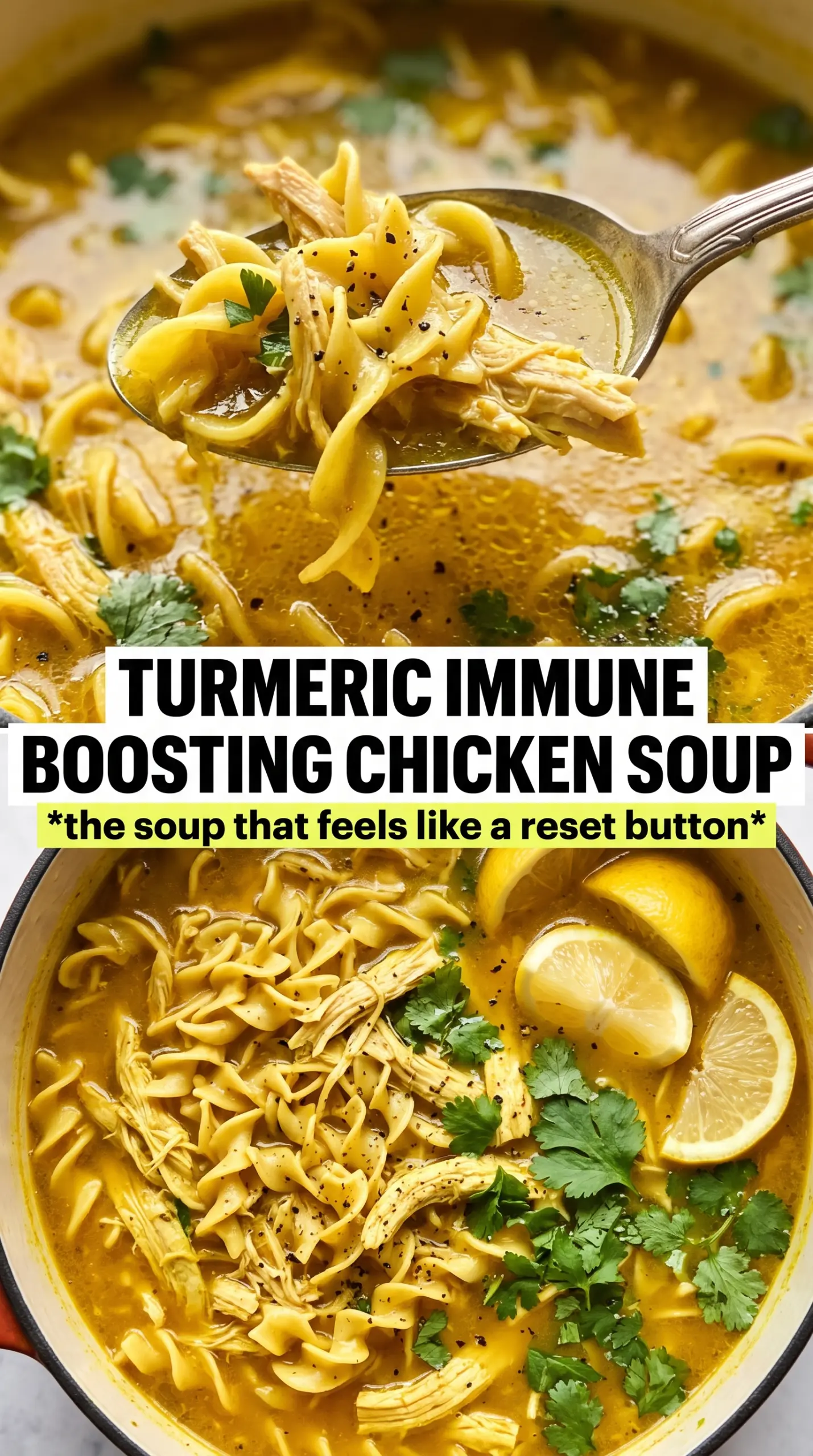 Immune-Boosting Chicken Noodle Soup golden broth, ginger, turmeric