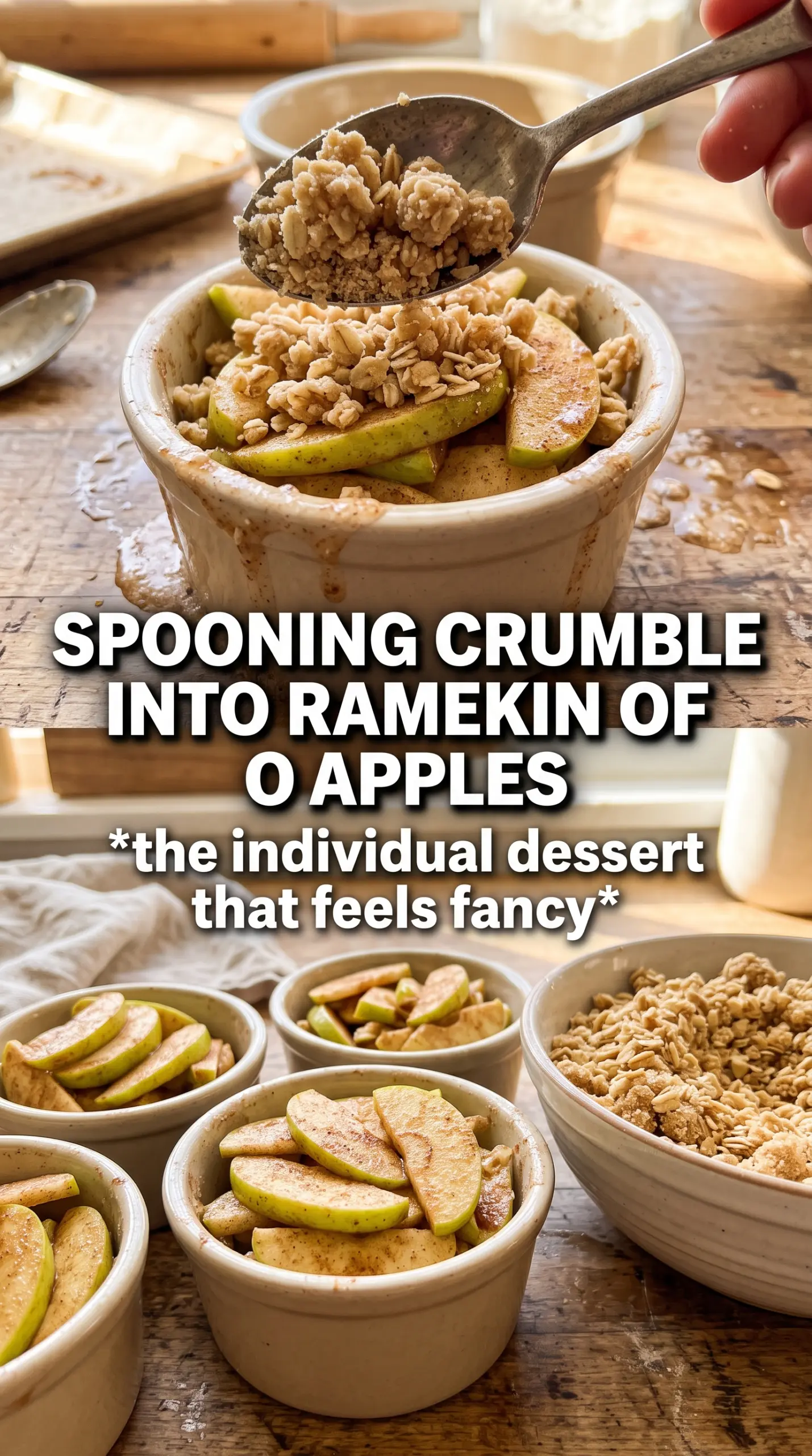 Individual Apple Crumbles golden oat topping