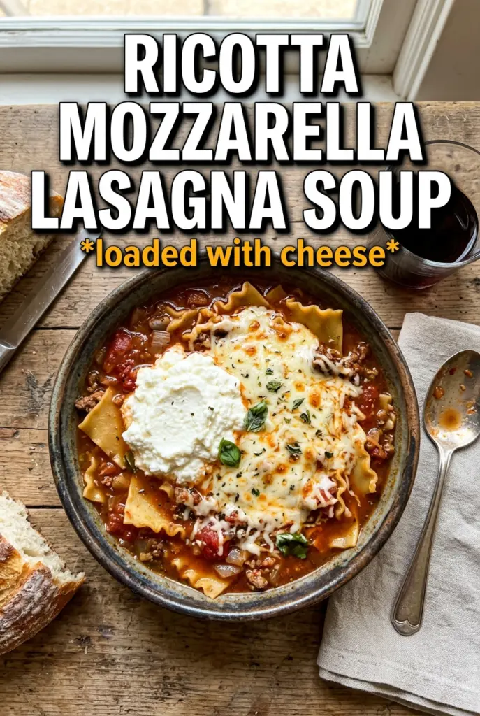 Lasagna Soup With Ricotta And Mozzarella