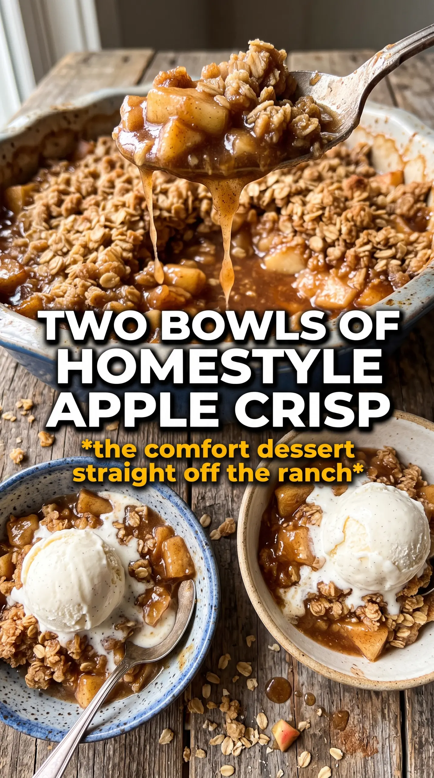 Pioneer Woman apple crisp rustic bubbling